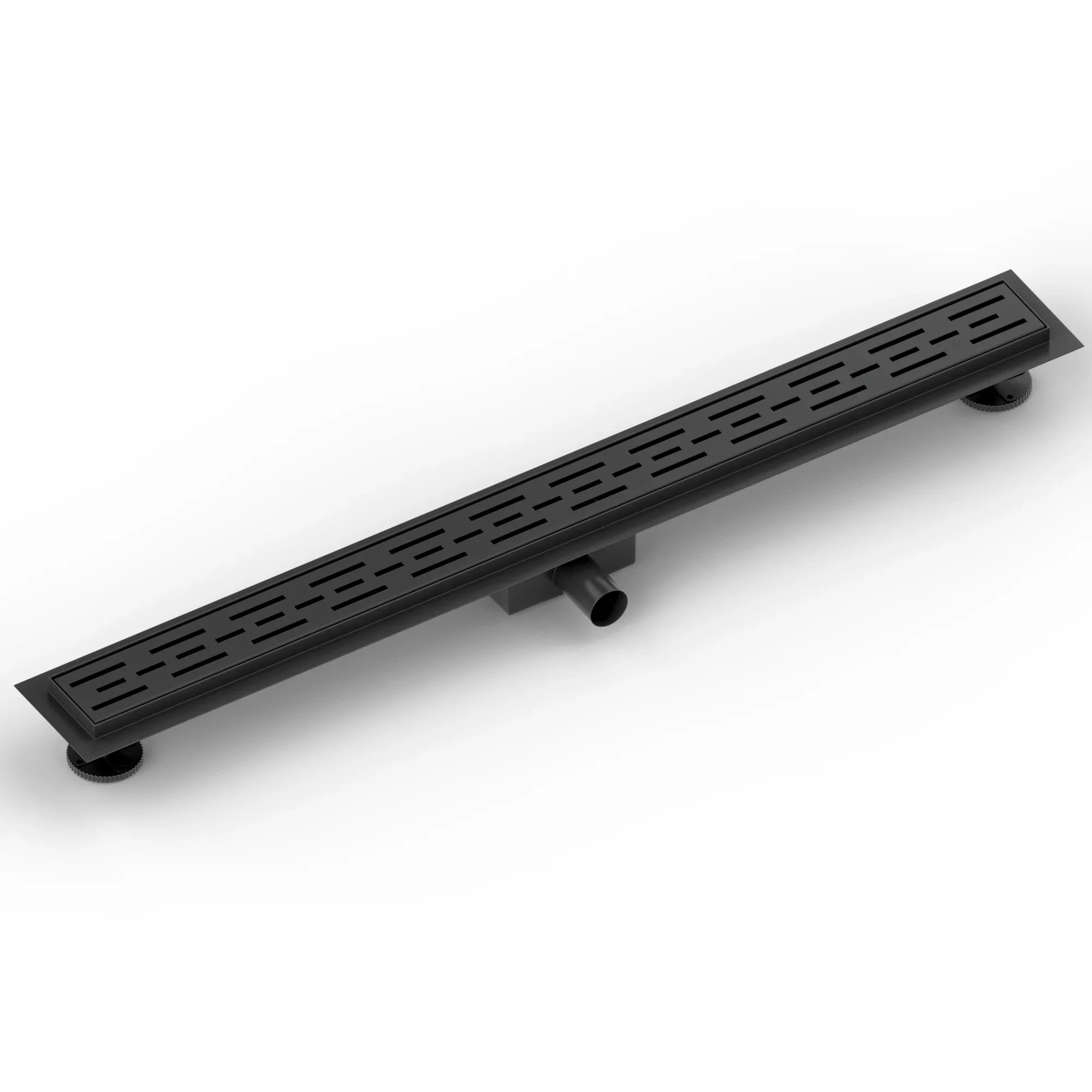 Caniveau de douche – 90 cm – Noir mat – Grille standard – Acier inoxydable – avec bride
