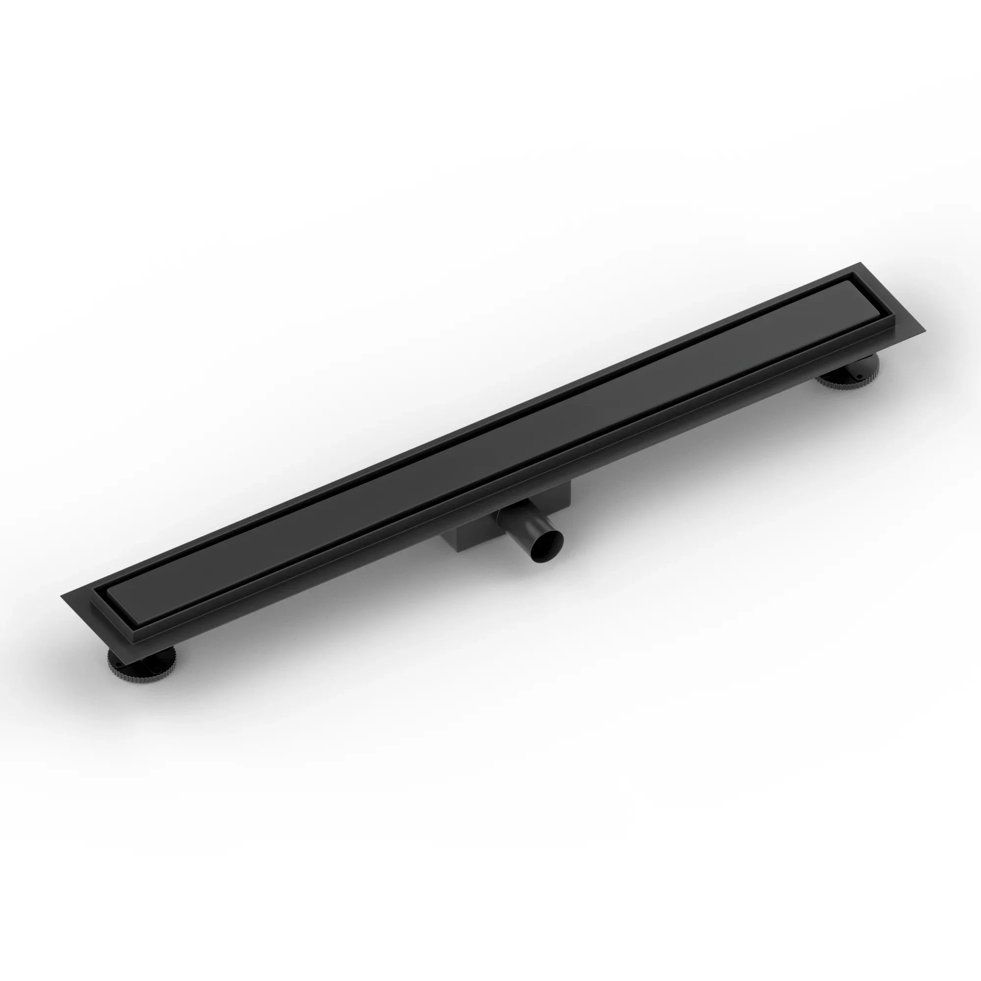 Caniveau de douche – 80 cm – Noir mat – Grille à carreaux – Acier inoxydable – avec bride