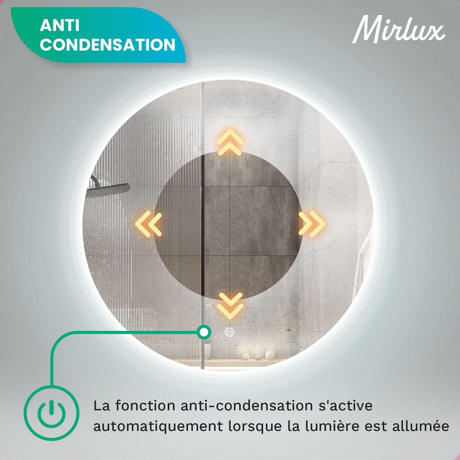 Miroir de salle de bain - 60 cm - Rond - Sans cadre - Précommander
