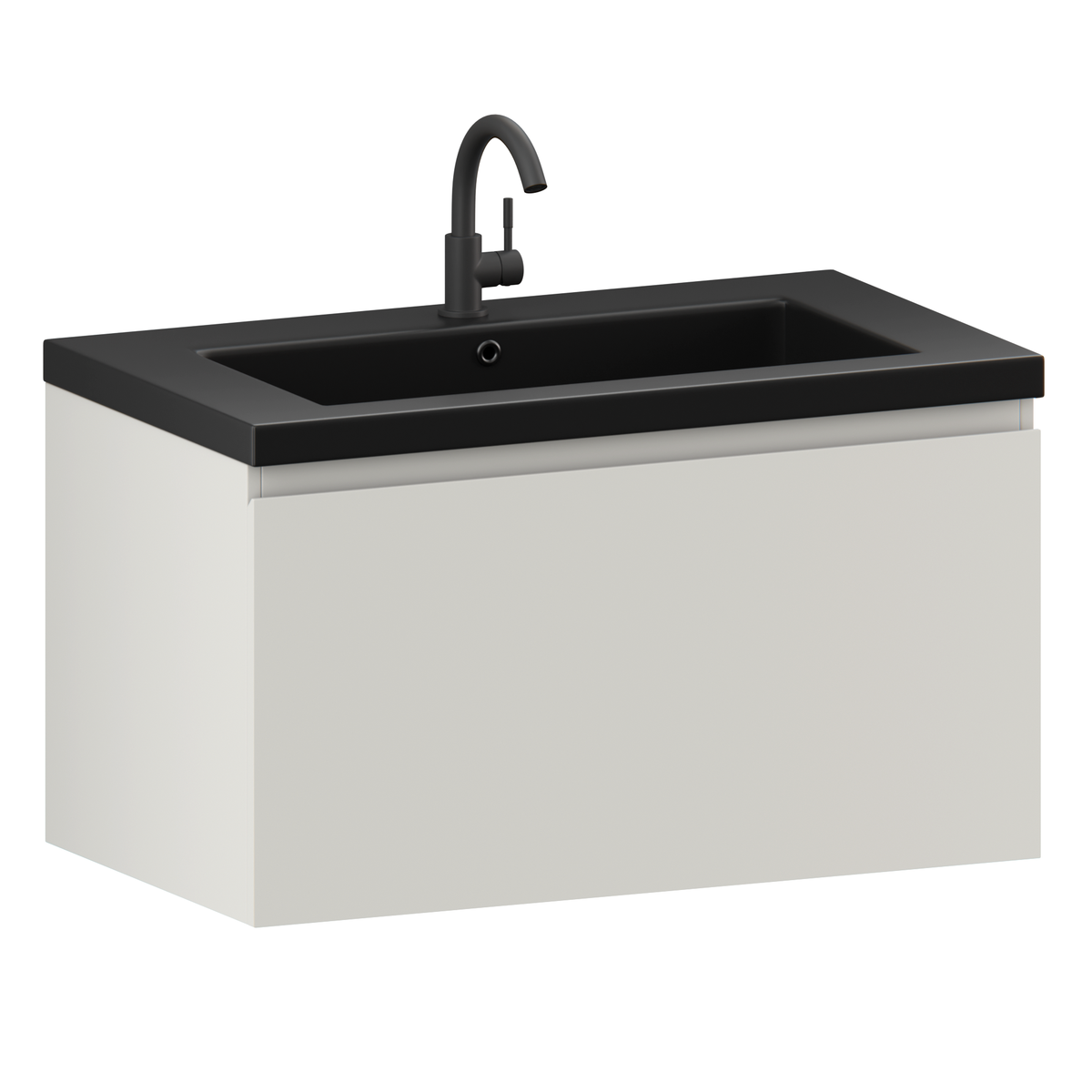meuble de salle de bain Niko - 80cm - Taupe - lavabo Noir
