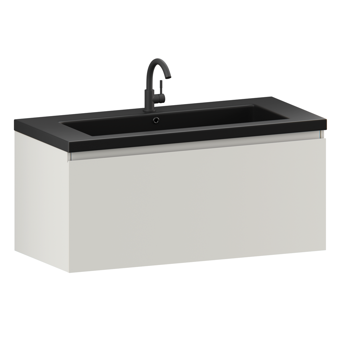 meuble de salle de bain Indy - 100 cm - Taupe - lavabo Noir