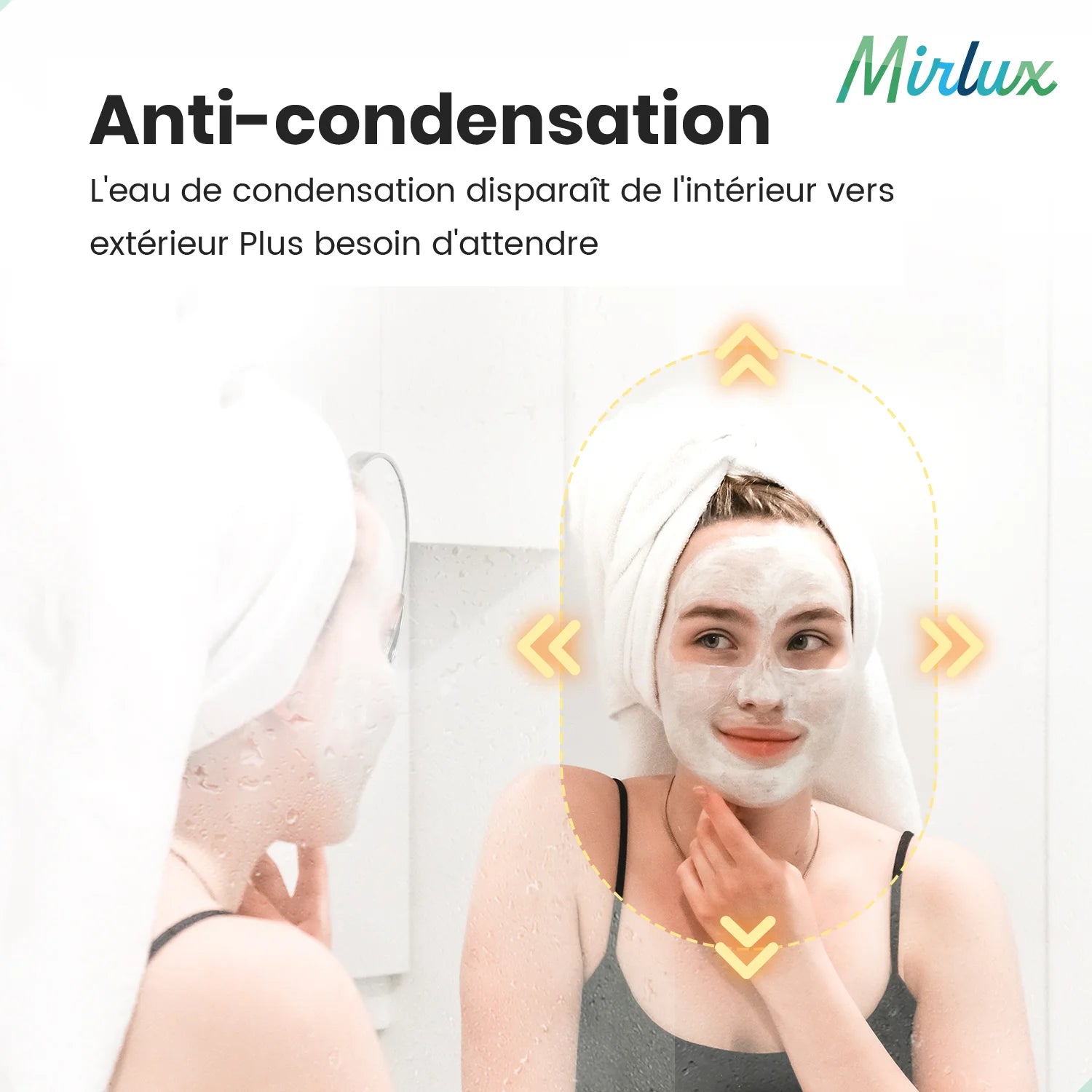 Miroir de salle de bain - 90x50cm Ovale - Cadre Doré