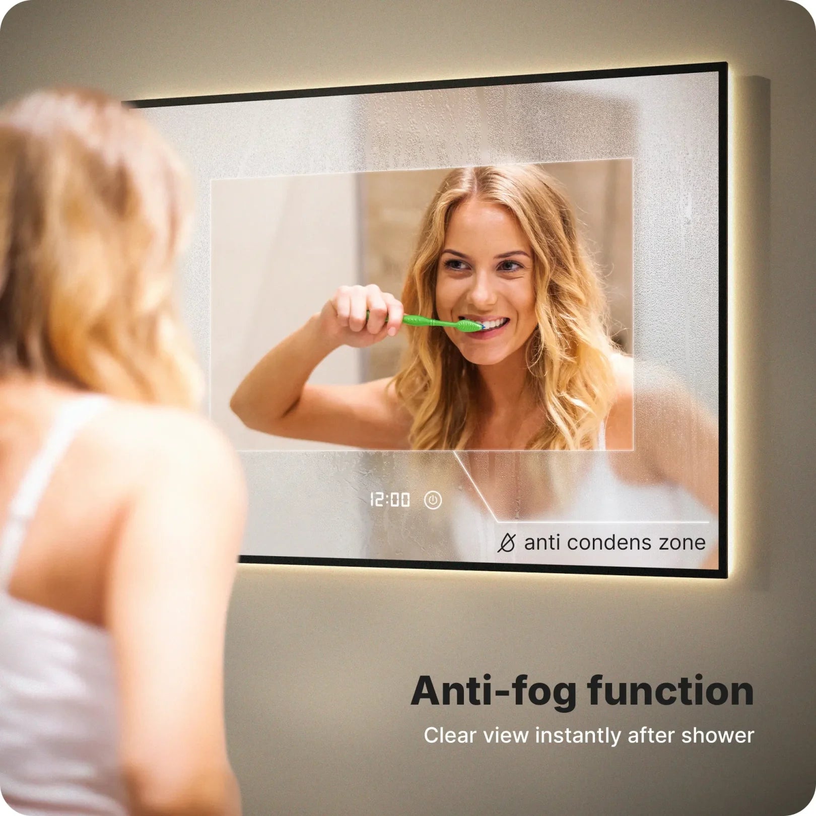 miroir de salle de bain - 80x60cm - Rectangulaire - Cadre Noir