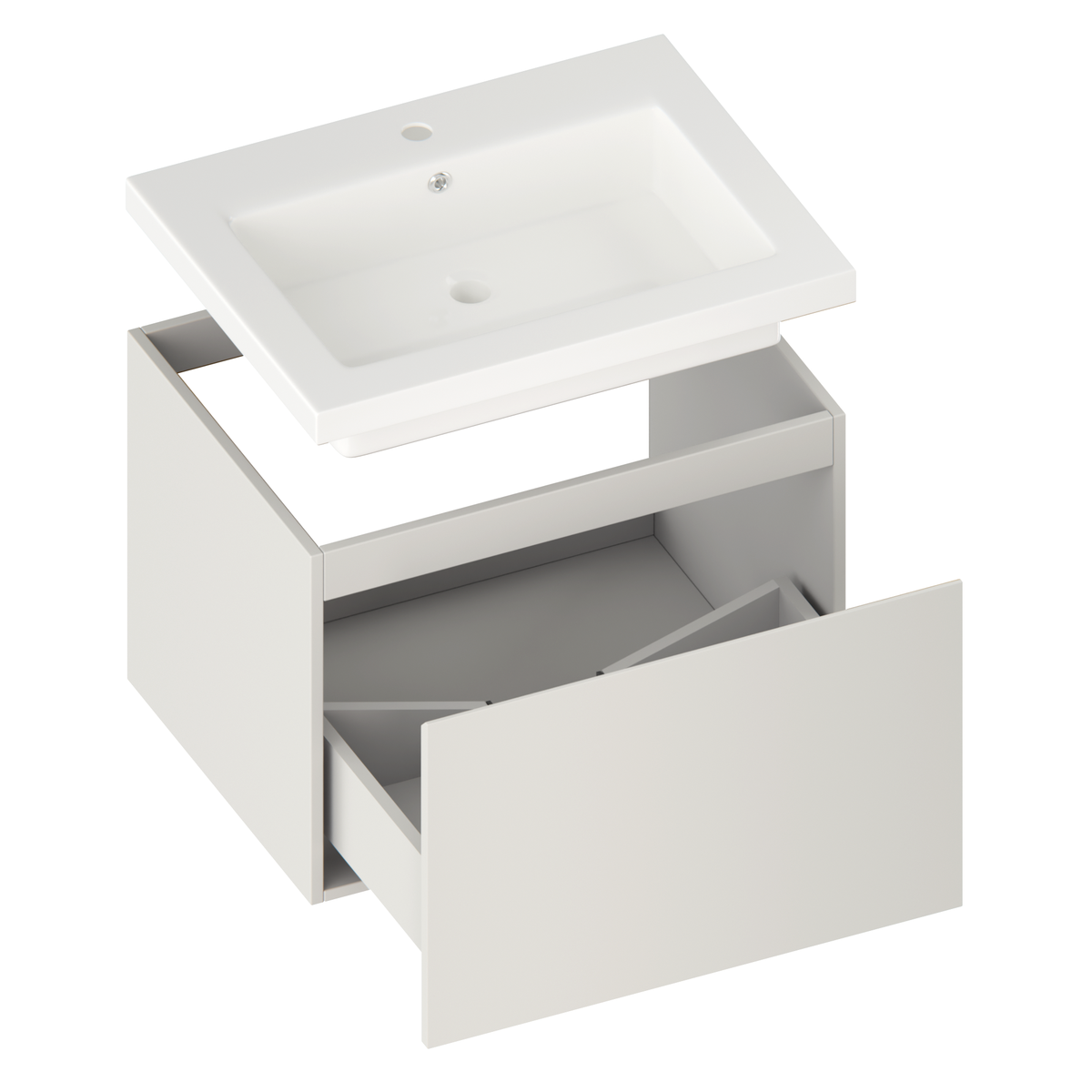 Meuble de salle de bain Vino - 60 cm - Taupe - Lavabo Blanc