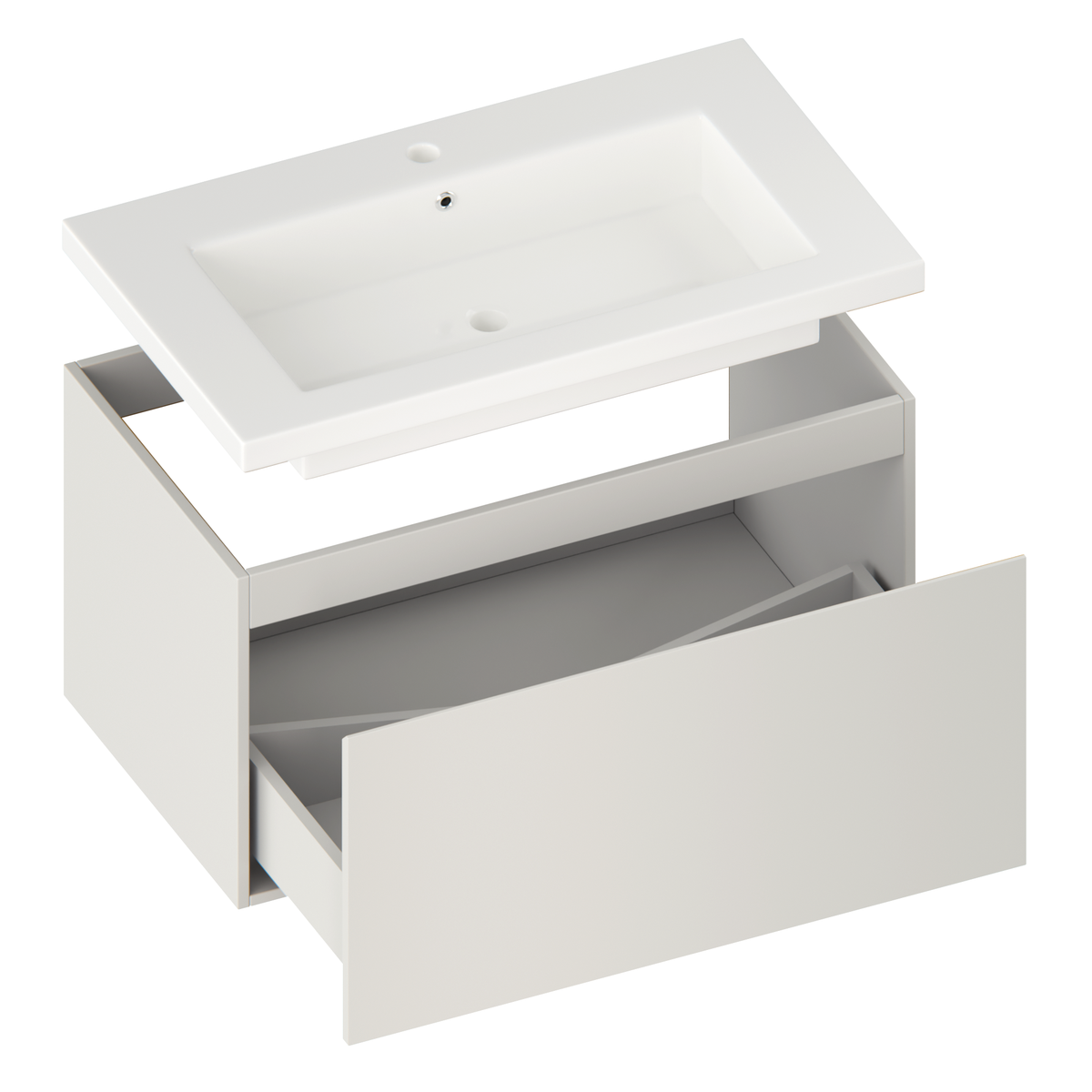 meuble de salle de bain Niko - 80 cm - Taupe - lavabo blanc