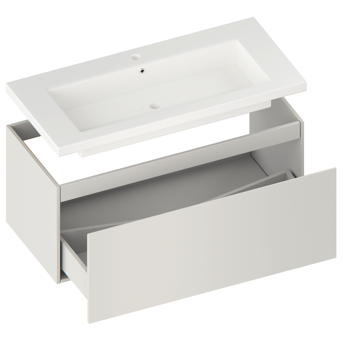 meuble de salle de bain Indy - 100 cm - Taupe - Lavabo Blanc