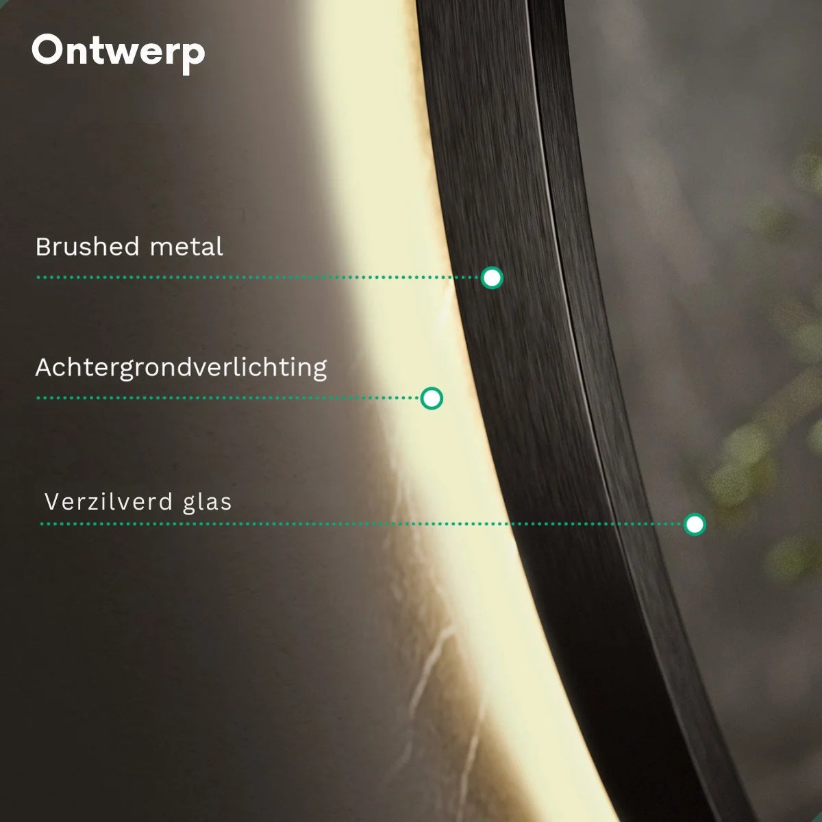 Miroir de Salle de Bain - 80cm - Cadre Noir