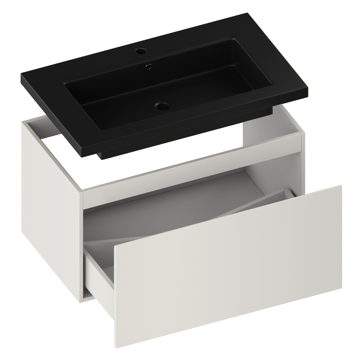 meuble de salle de bain Niko - 80cm - Taupe - lavabo Noir