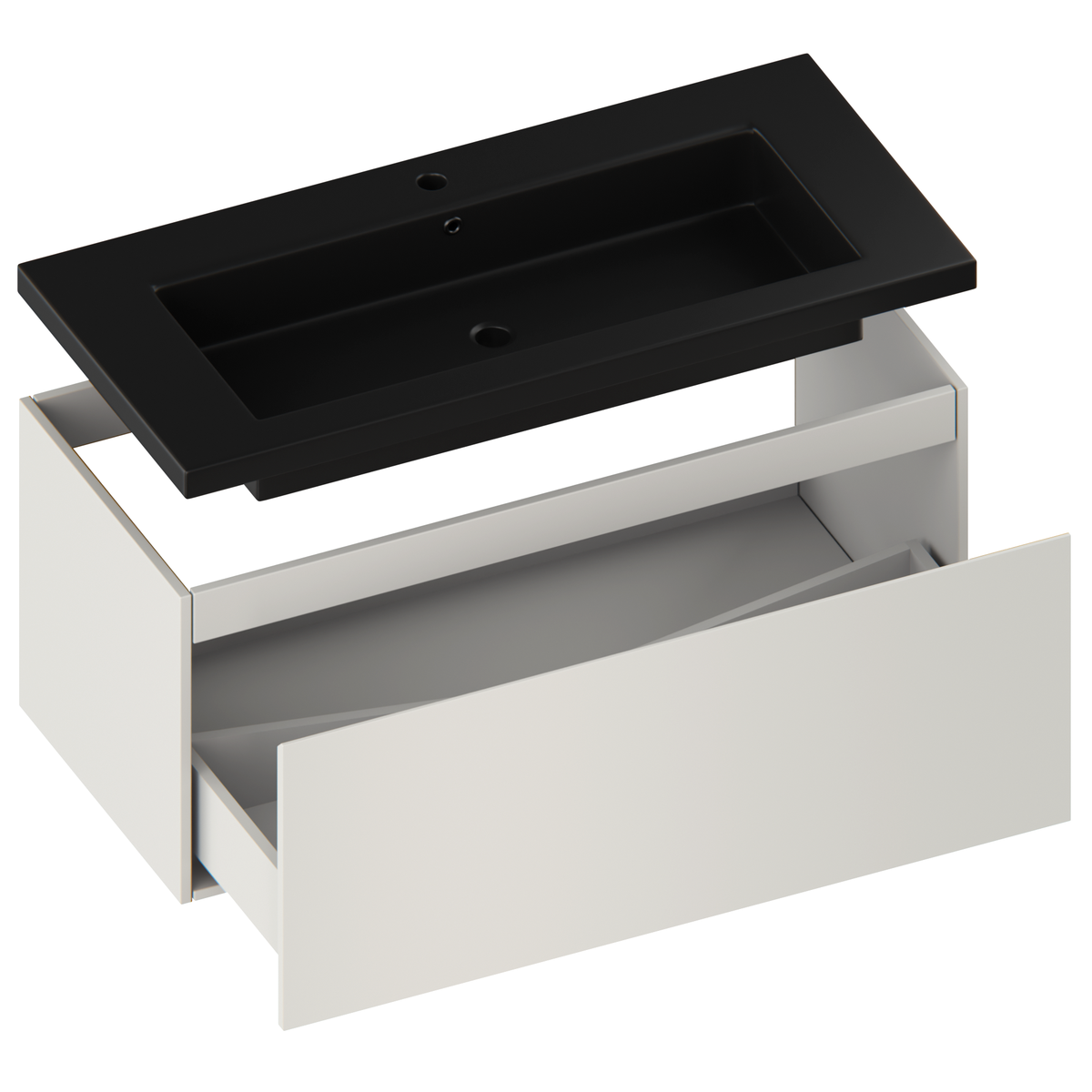 meuble de salle de bain Indy - 100 cm - Taupe - lavabo Noir