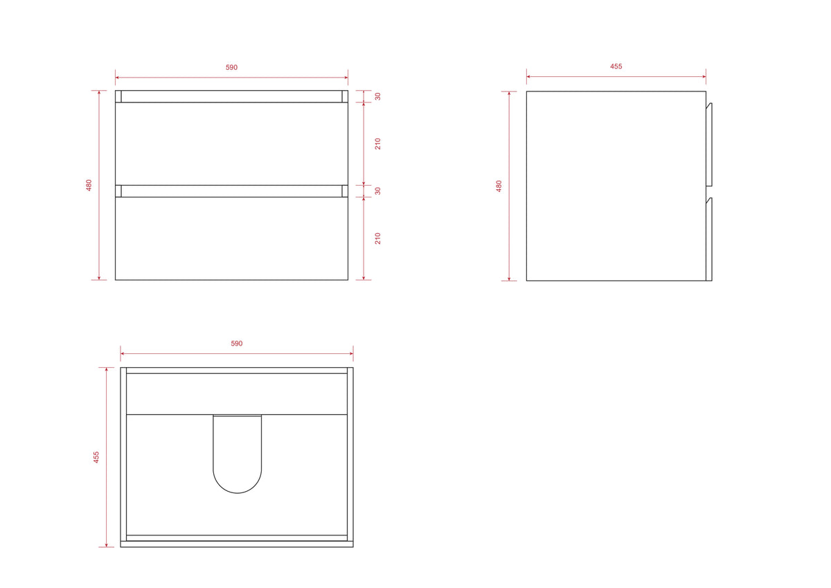 Meuble de salle de bain Norvi - 60 cm - Noir - Lavabo blanc