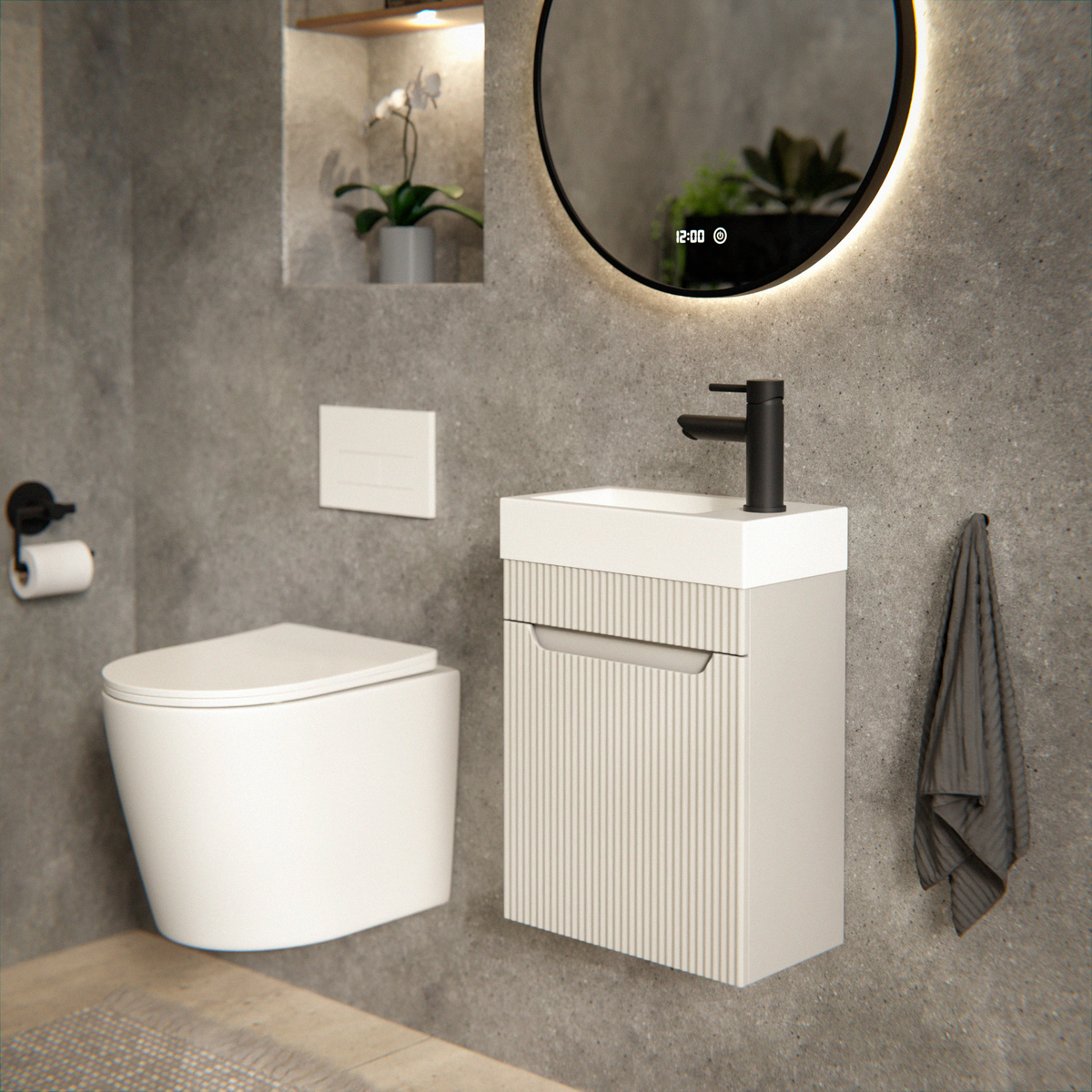 meuble de salle de bain Vivo - 40cm - Taupe - lavabo Blanc