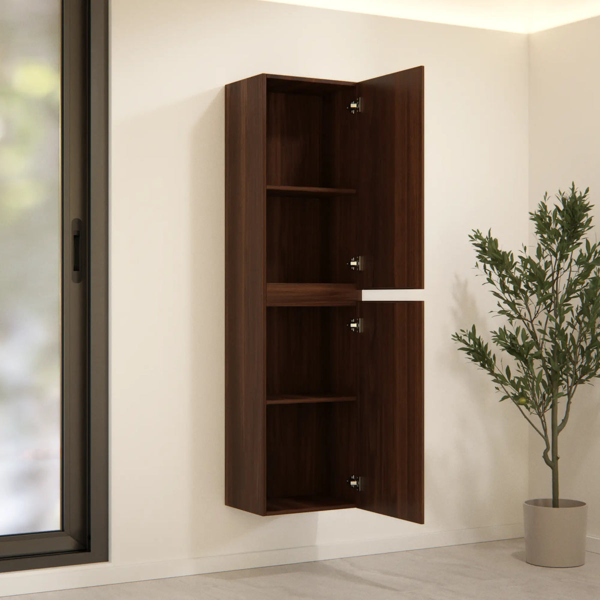Meuble de salle de bain Ruvo - 150 cm - brun noyer avec relief strié