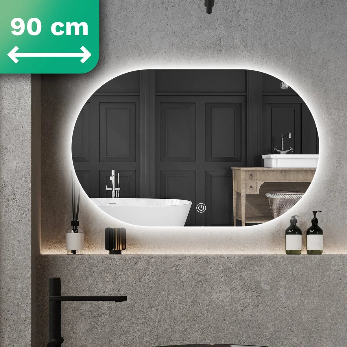 Miroir de salle de bain - 90x60cm - Sans cadre