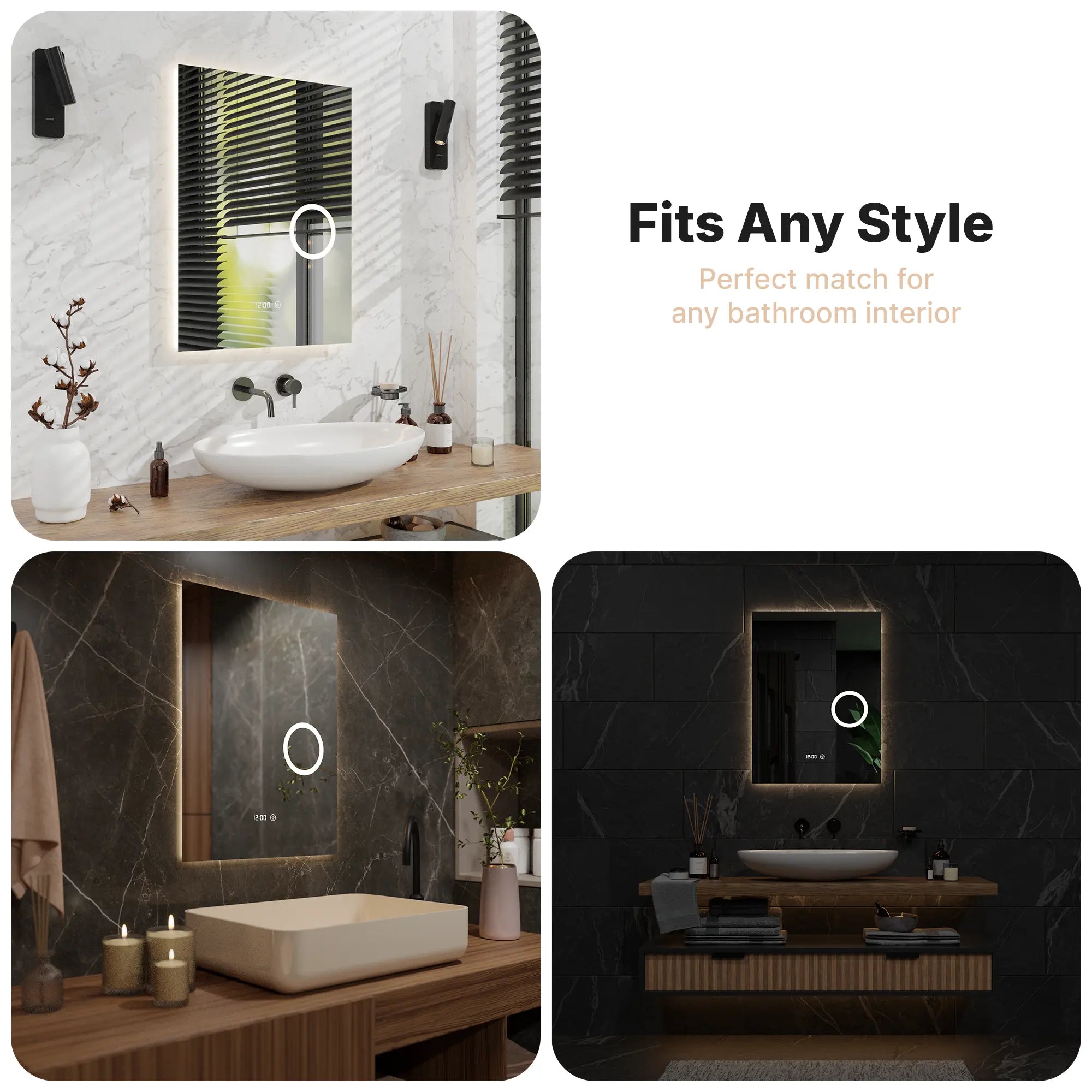 miroir de salle de bain - 60x80 cm - Rectangulaire - Sans Cadre