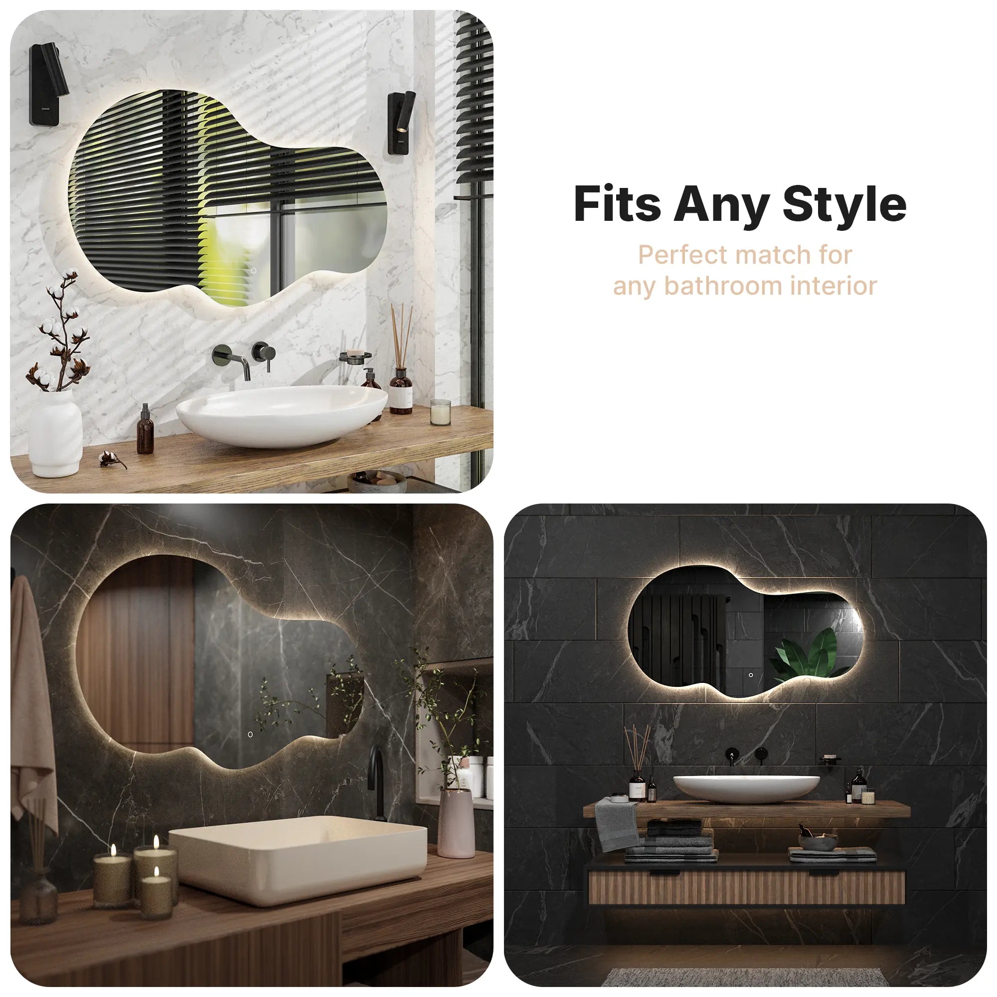 Miroir de salle de bain - 120x70 - Asymétrique - Sans cadre