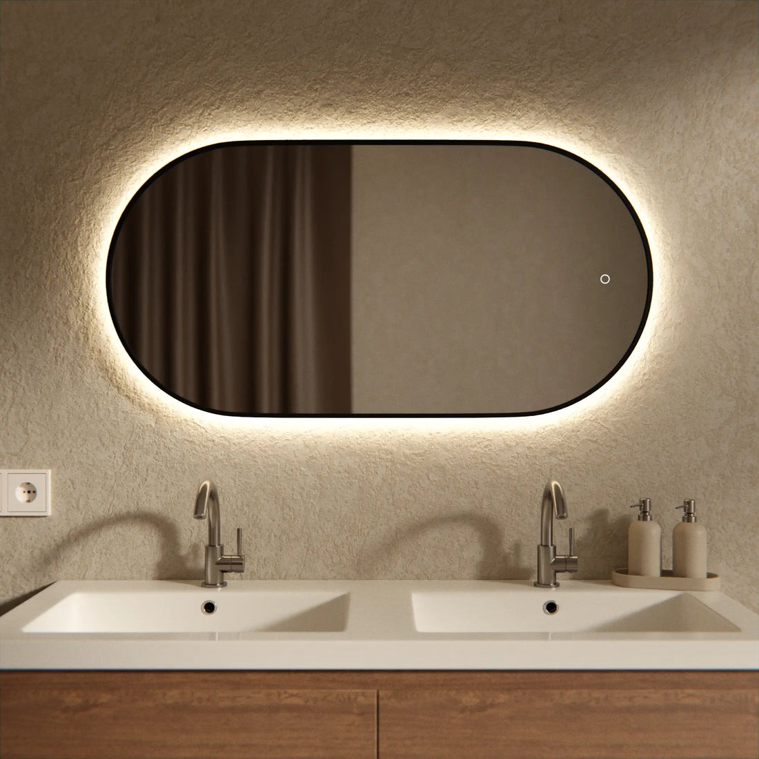 Miroir de salle de bains - 100x50cm Ovale - Cadre noir