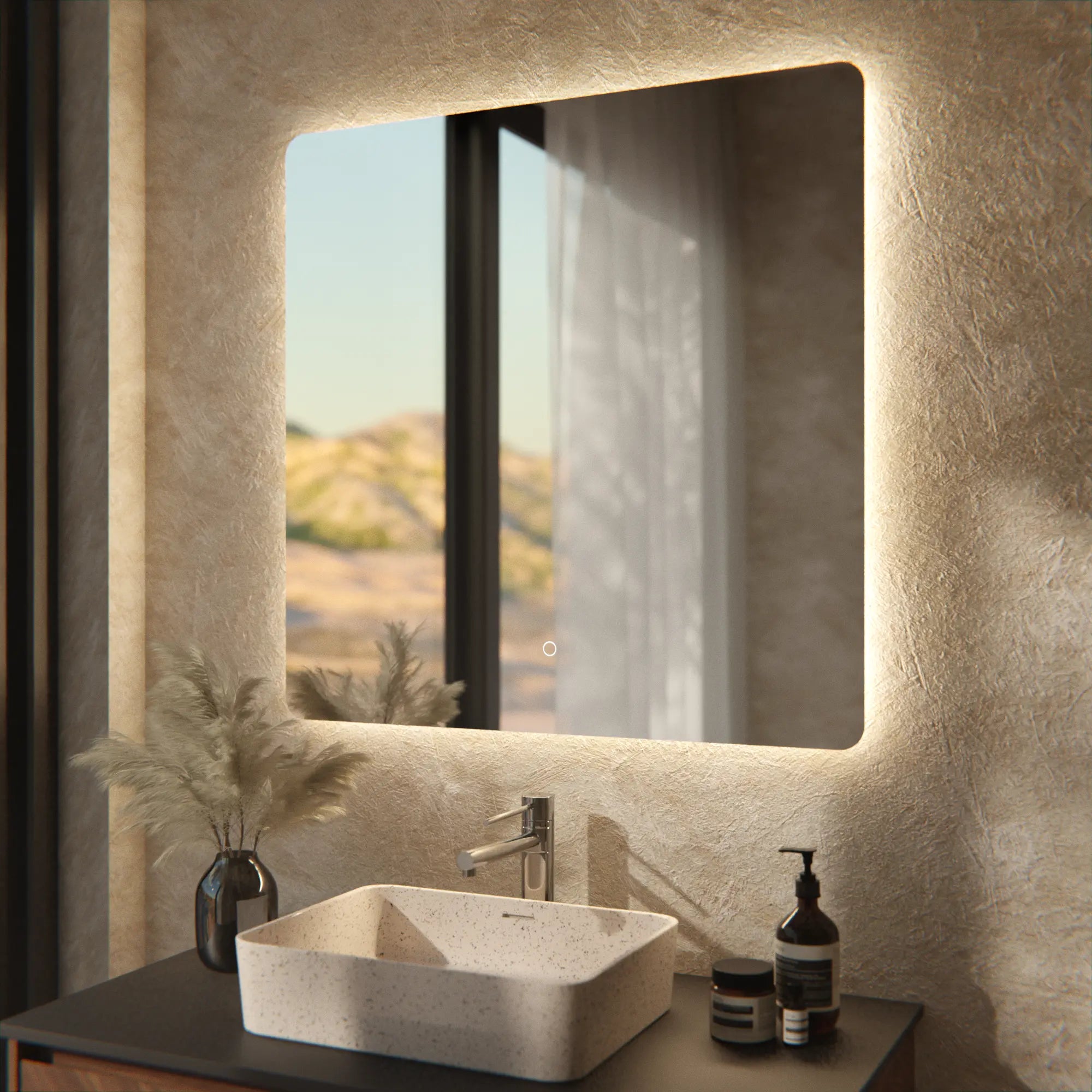 Miroir de salle de bain - 80x80cm - Rectangulaire - Sans cadre