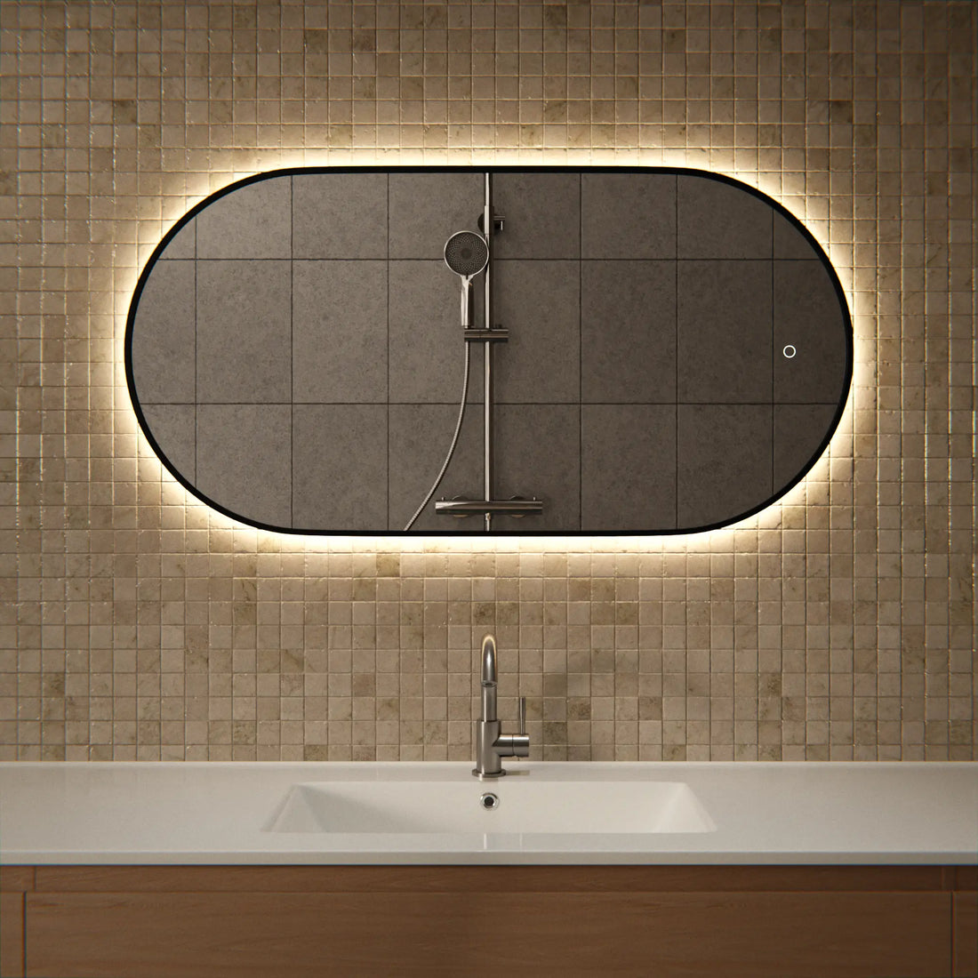 Miroir de salle de bains - 100x50cm Ovale - Cadre noir