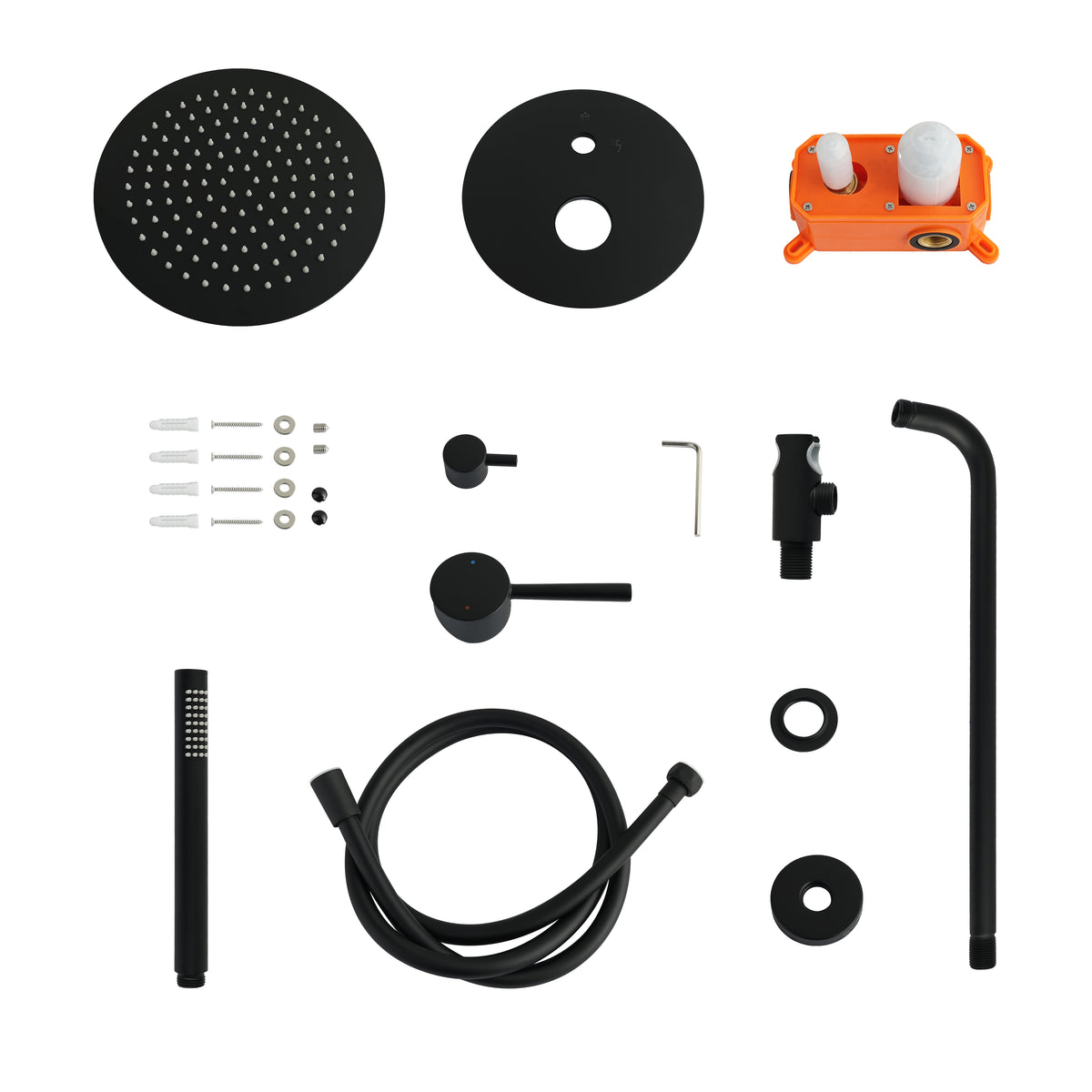 Douche de pluie encastrée Riva - noir mat avec robinet thermostatique - 25 cm