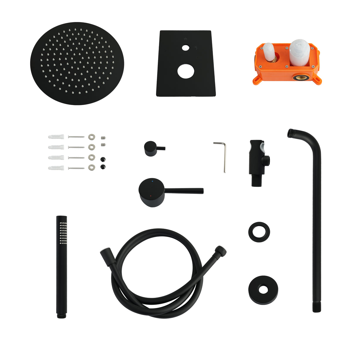 Douche pluie encastrée Daro - noir mat avec robinet thermostatique - 25 cm