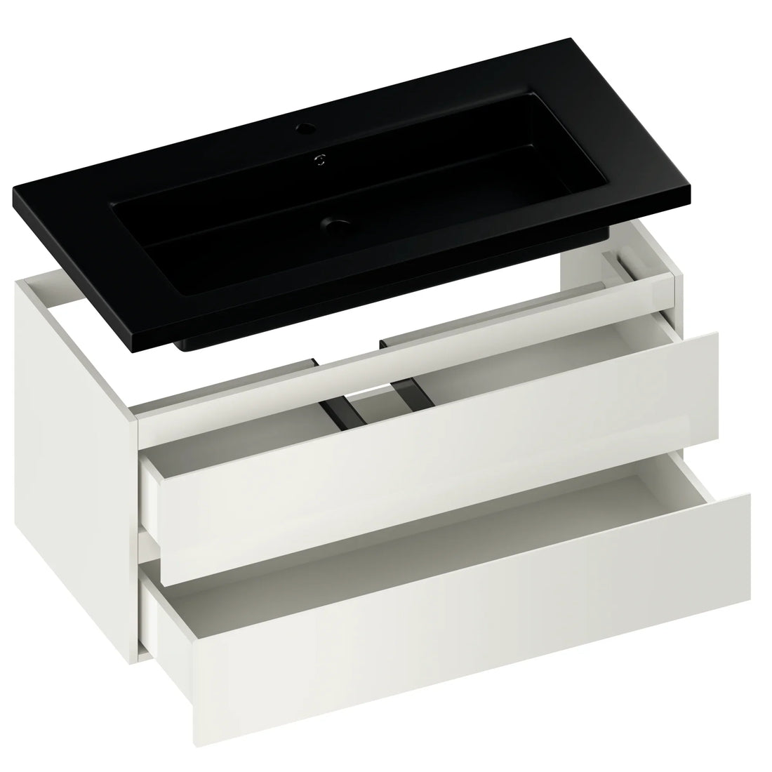 Meuble de salle de bain Sena - 100 cm - Blanc - Lavabo Noir