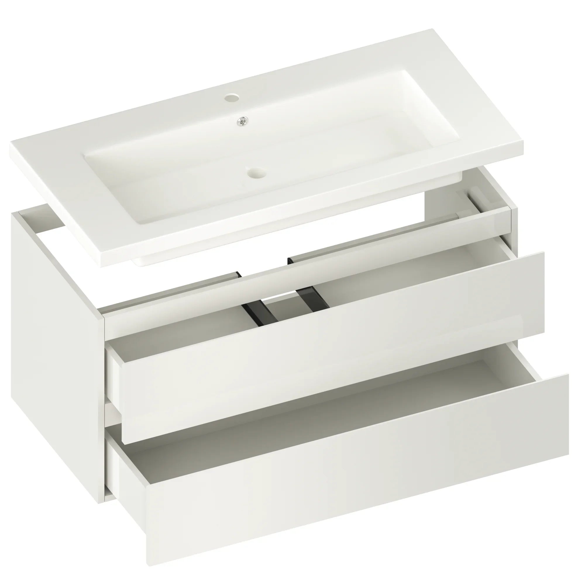 Meuble de salle de bain Sena - 100 cm - Blanc - Lavabo Blanc