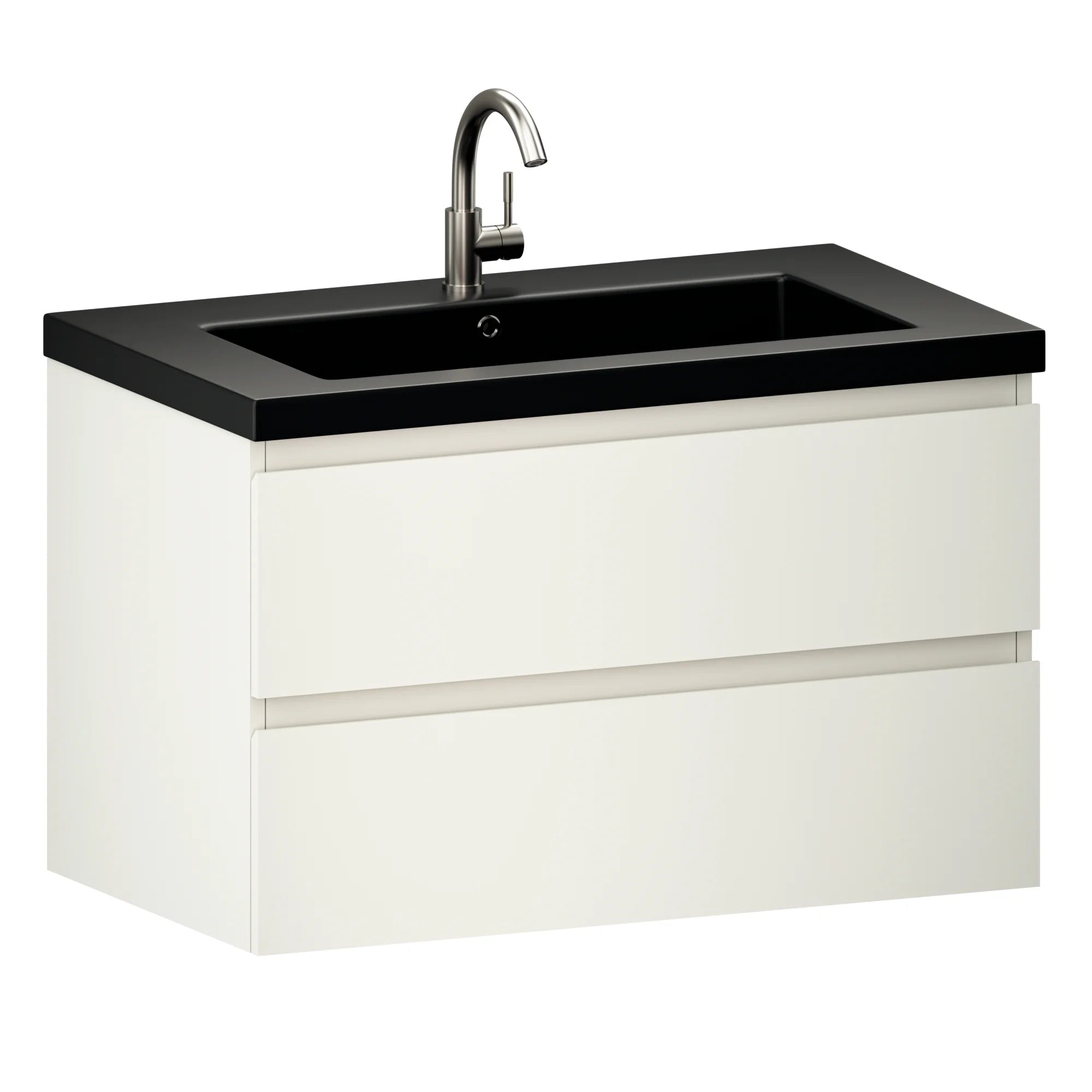 Meuble de salle de bain Sova - 80 cm - Blanc - Vasque noire - Précommander
