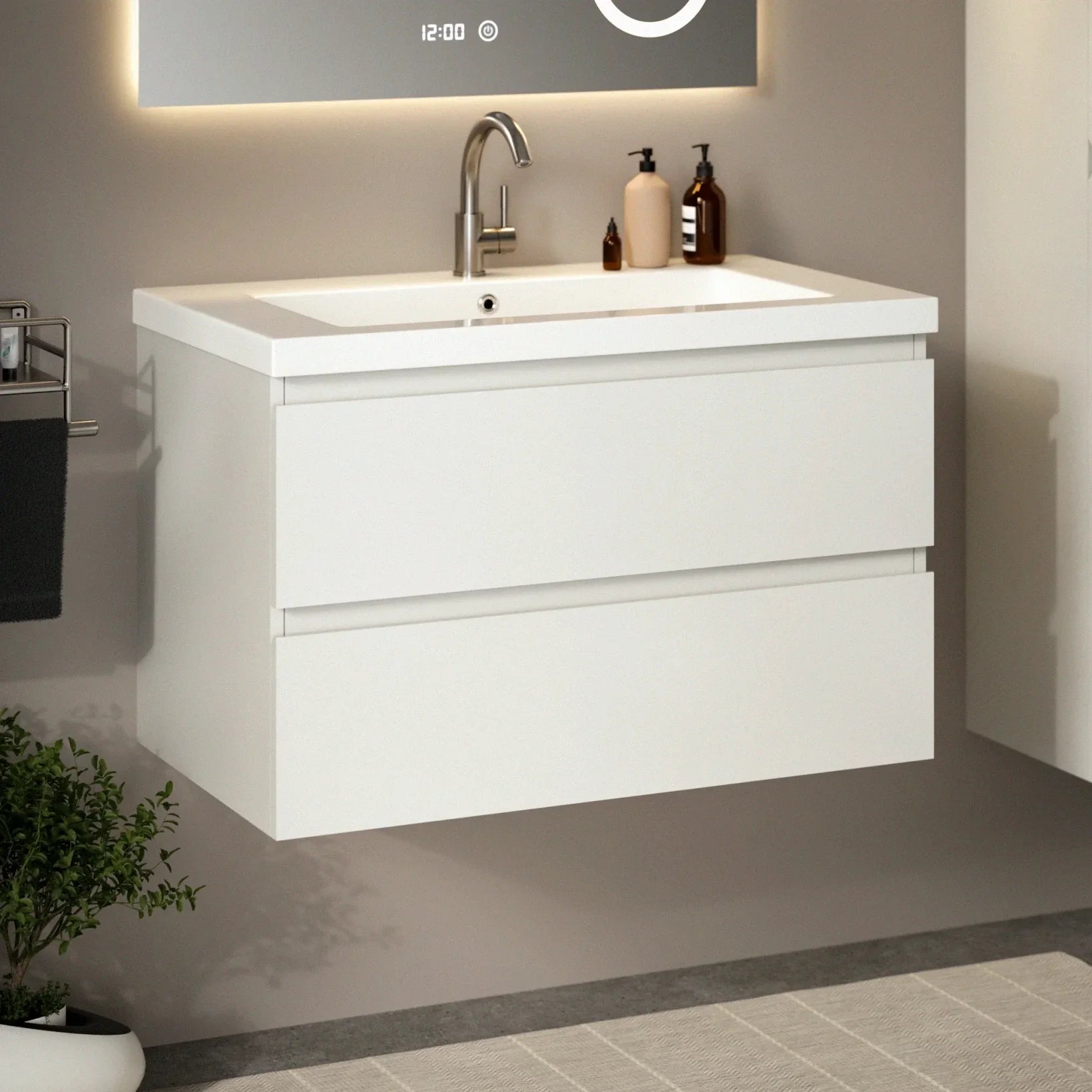 Ensemble meuble vasque London – 80 cm – Blanc – Lavabo Blanc