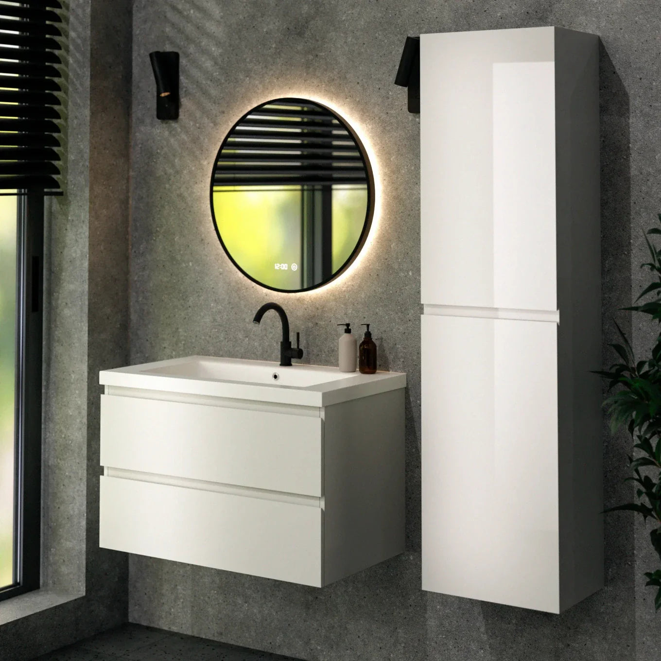 Ensemble meuble vasque London – 80 cm – Blanc – Lavabo Blanc