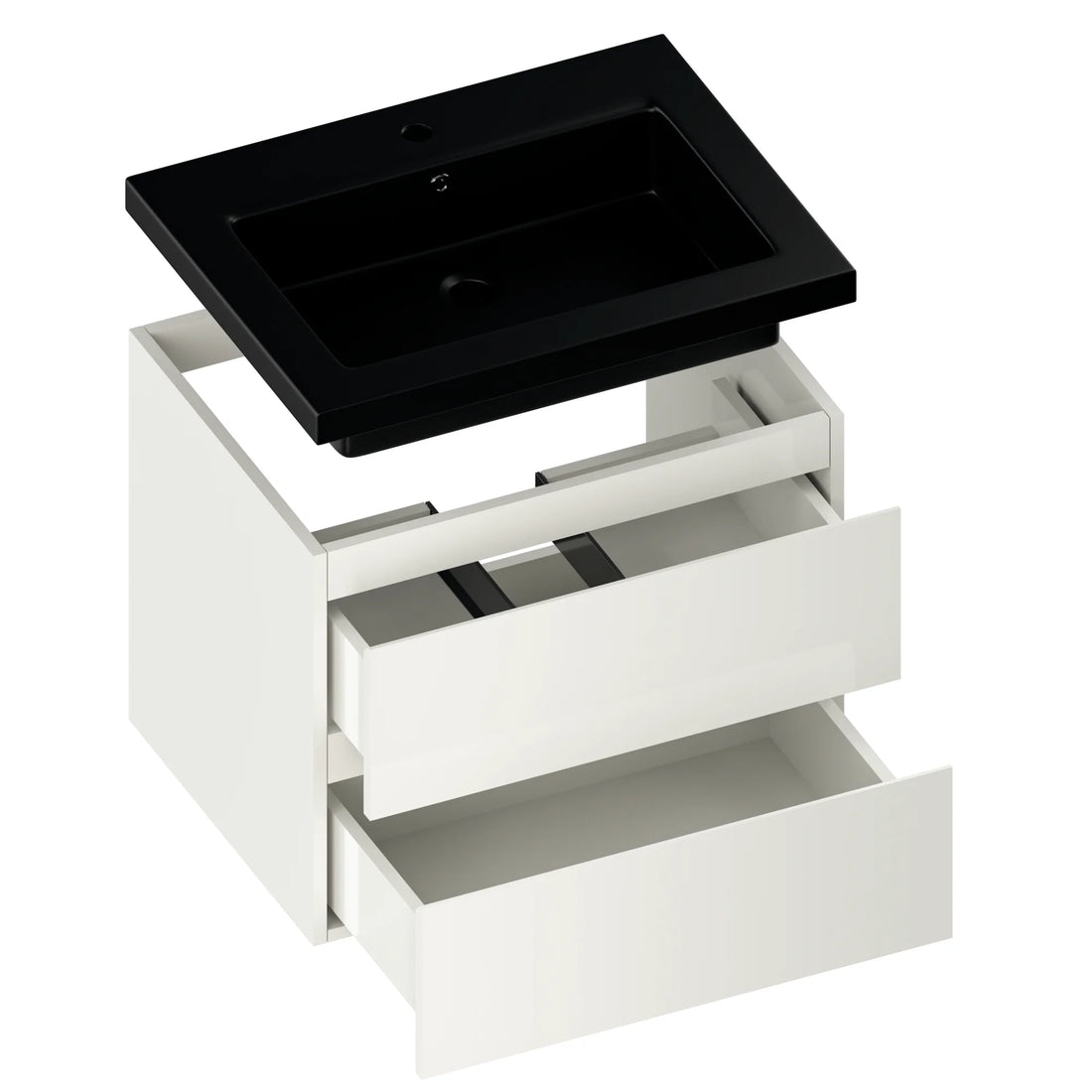 Meuble de salle de bain Karo - 60 cm - Blanc - Lavabo Noir