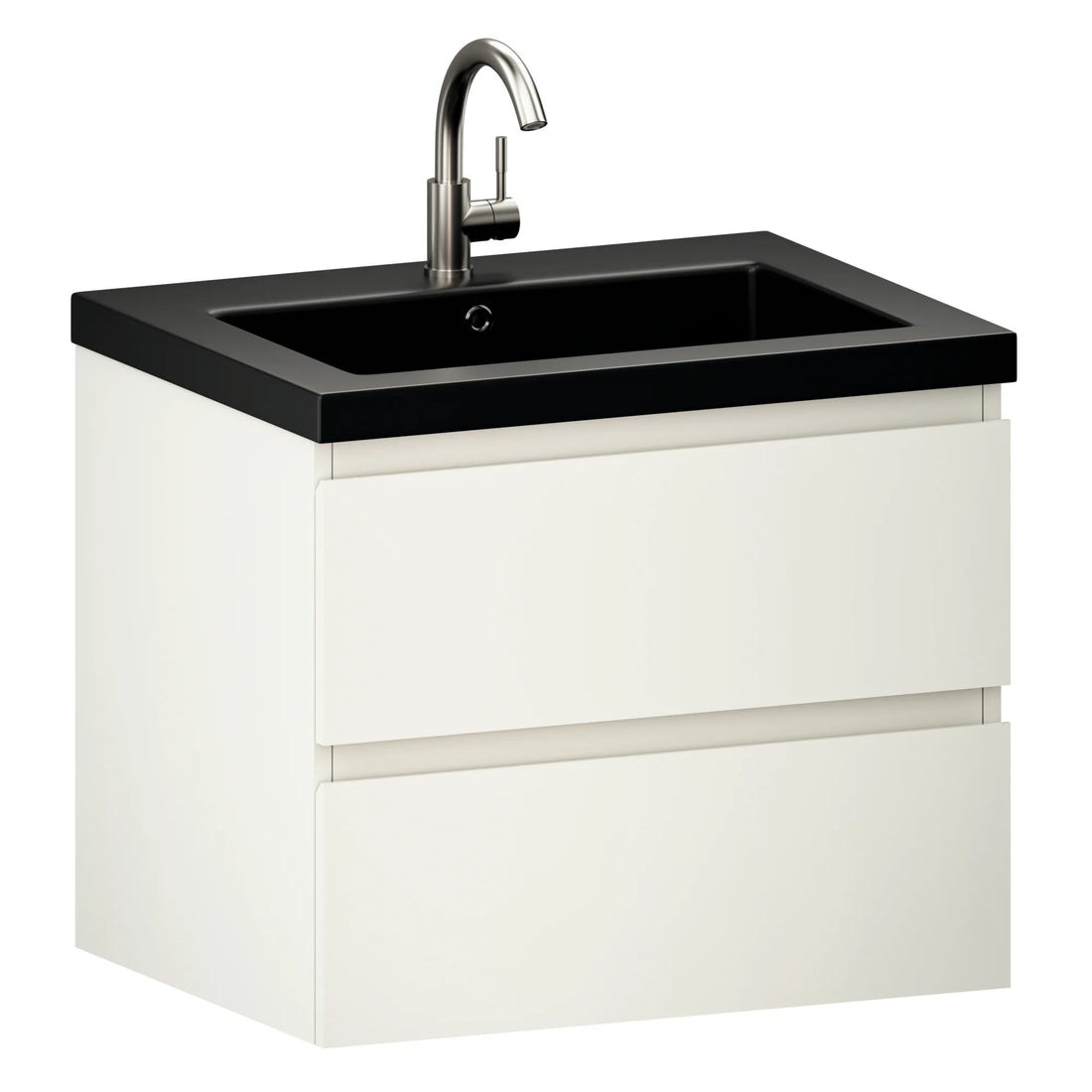 Meuble de salle de bain Karo - 60 cm - Blanc - Lavabo Noir
