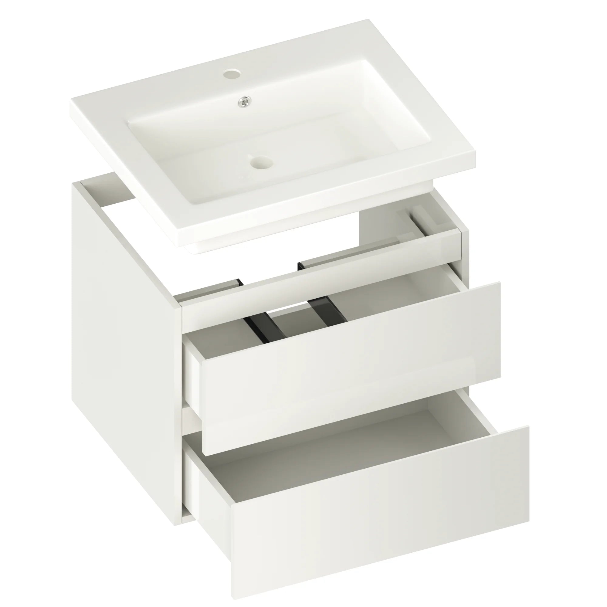 Meuble de salle de bain Karo - 60 cm - Blanc - Vasque blanche