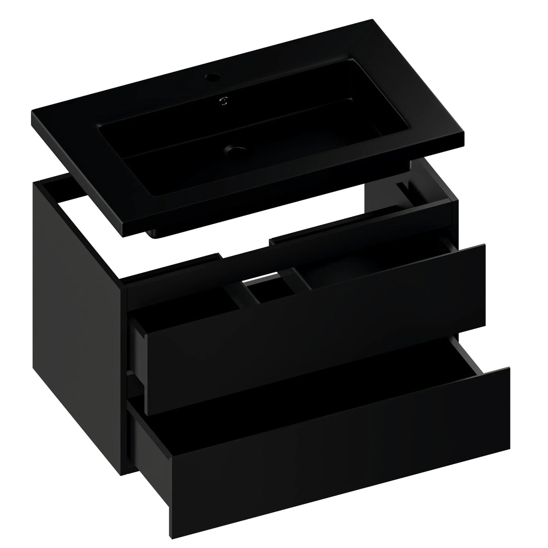 Meuble de salle de bain Sova - 80 cm - Noir Mat - Lavabo Noir
