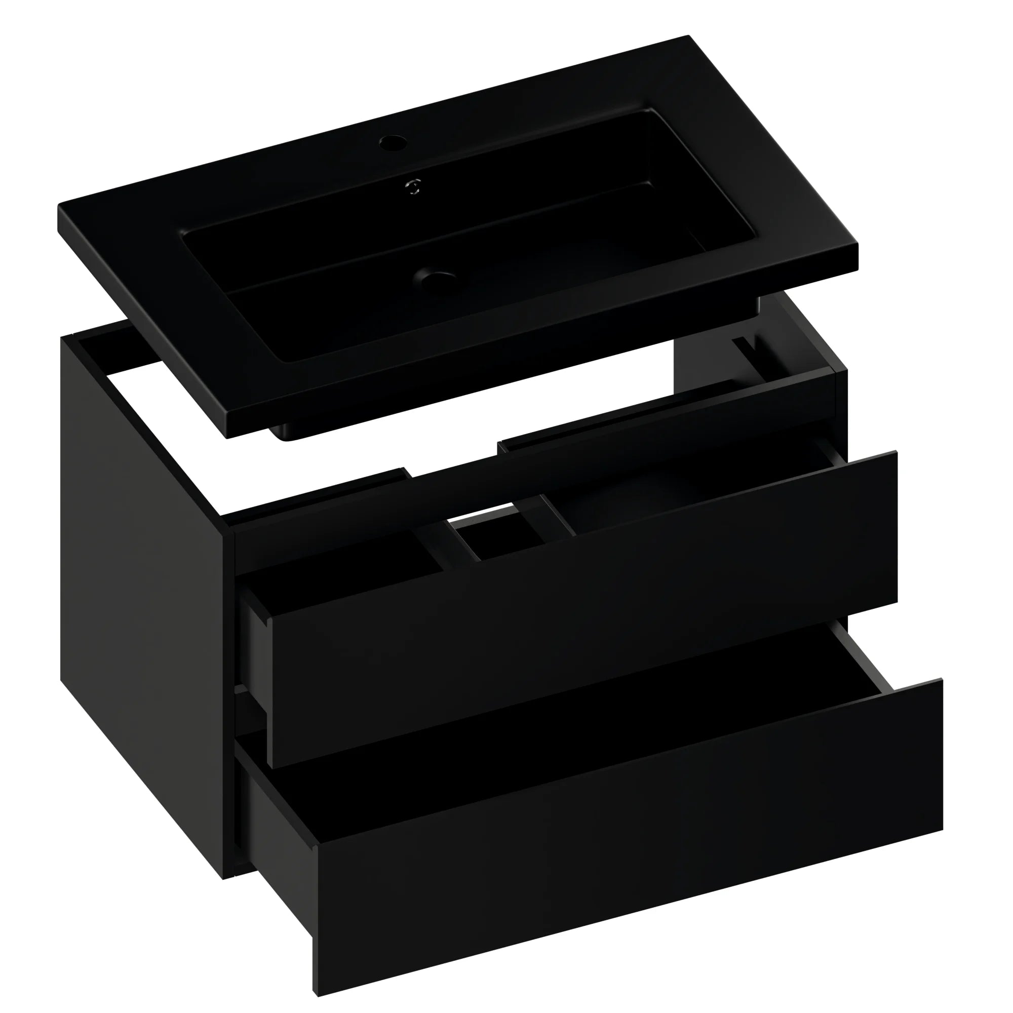 Meuble de salle de bain Sova - 80 cm - Noir mat - Vasque noire - Précommander