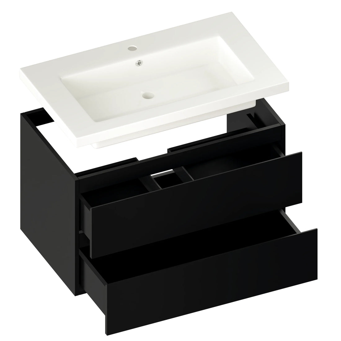 Meuble de salle de bain Sova - 80 cm - Noir Mat - Lavabo Blanc