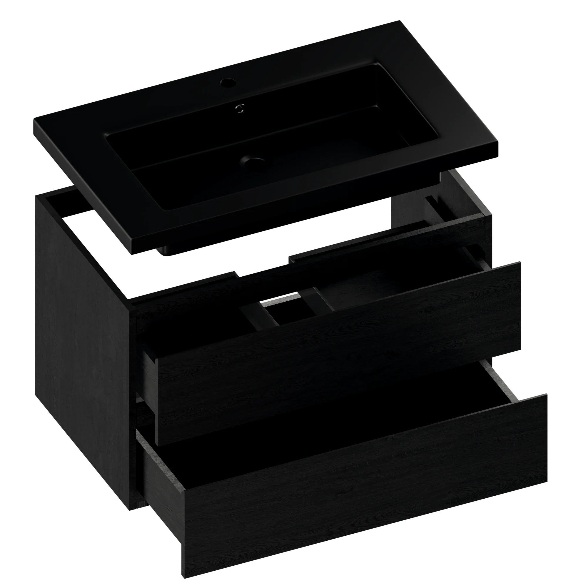 Meuble de salle de bain Sova - 80 cm - Chêne noir - Vasque noire