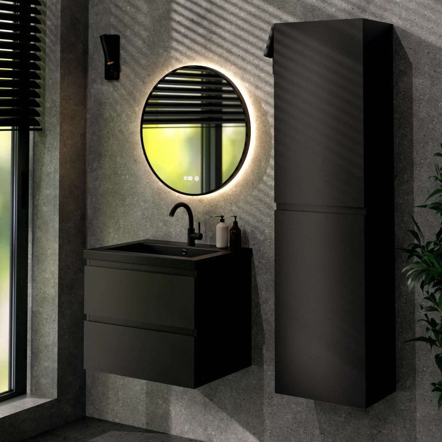 Ensemble meuble vasque Novara – 60 cm – Noir Mat – Lavabo Noir