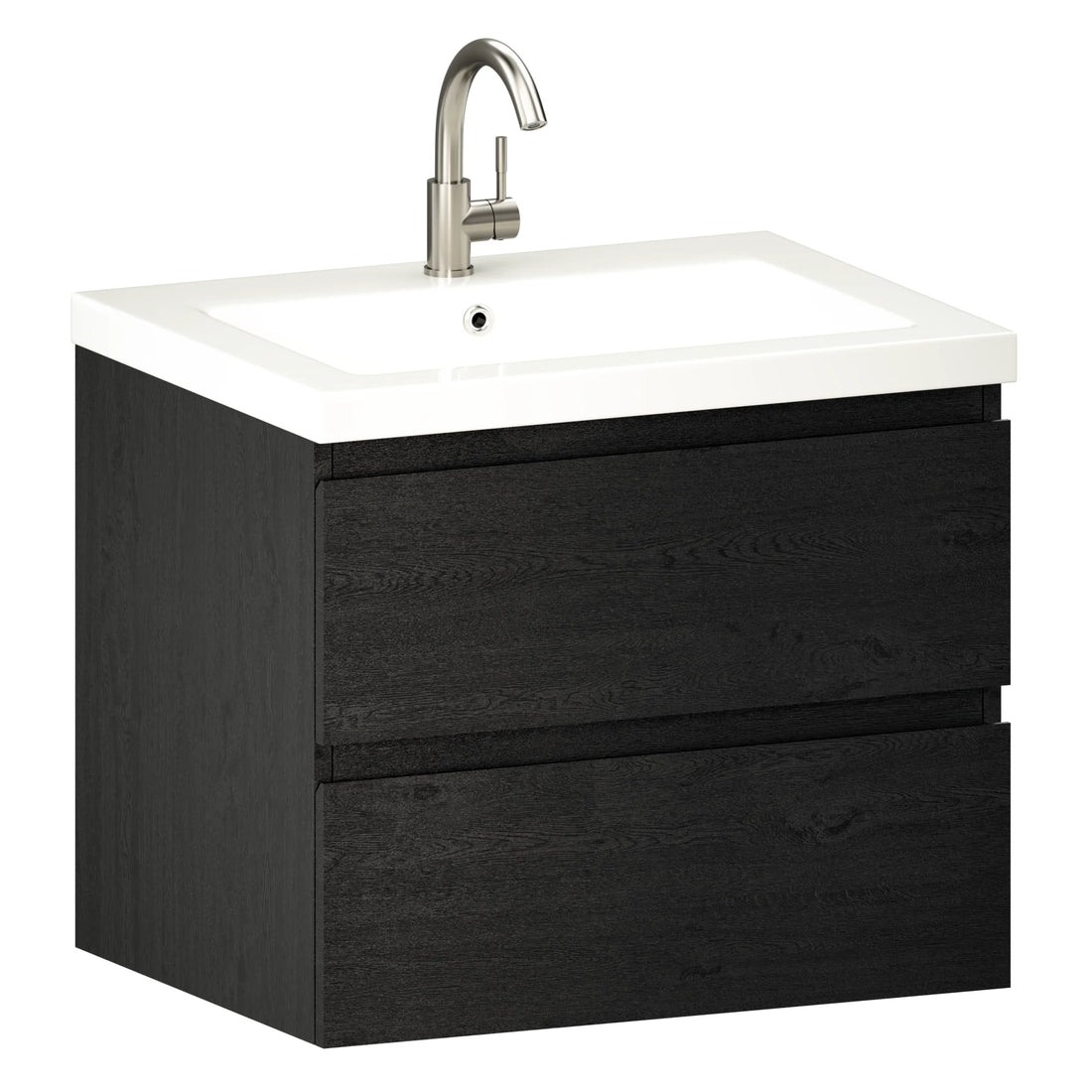 Meuble de salle de bain Karo - 60 cm - Chêne Noir - Lavabo Blanc