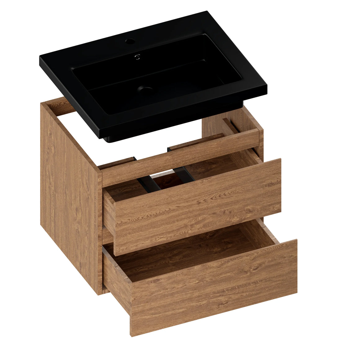 Meuble de salle de bain Karo - 60cm - Chêne Chaud - Lavabo Noir