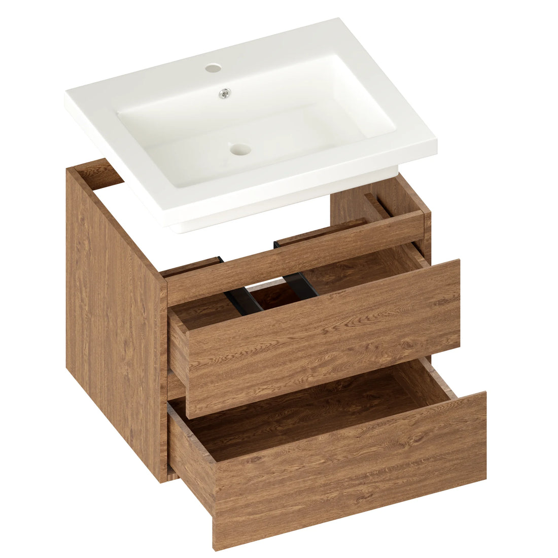 Meuble de salle de bain Karo - 60cm - Chêne Chaud - Lavabo Blanc