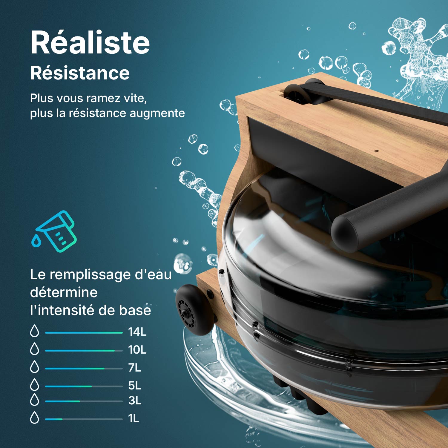 Rameur - RowForge - Bois avec résistance à l'eau