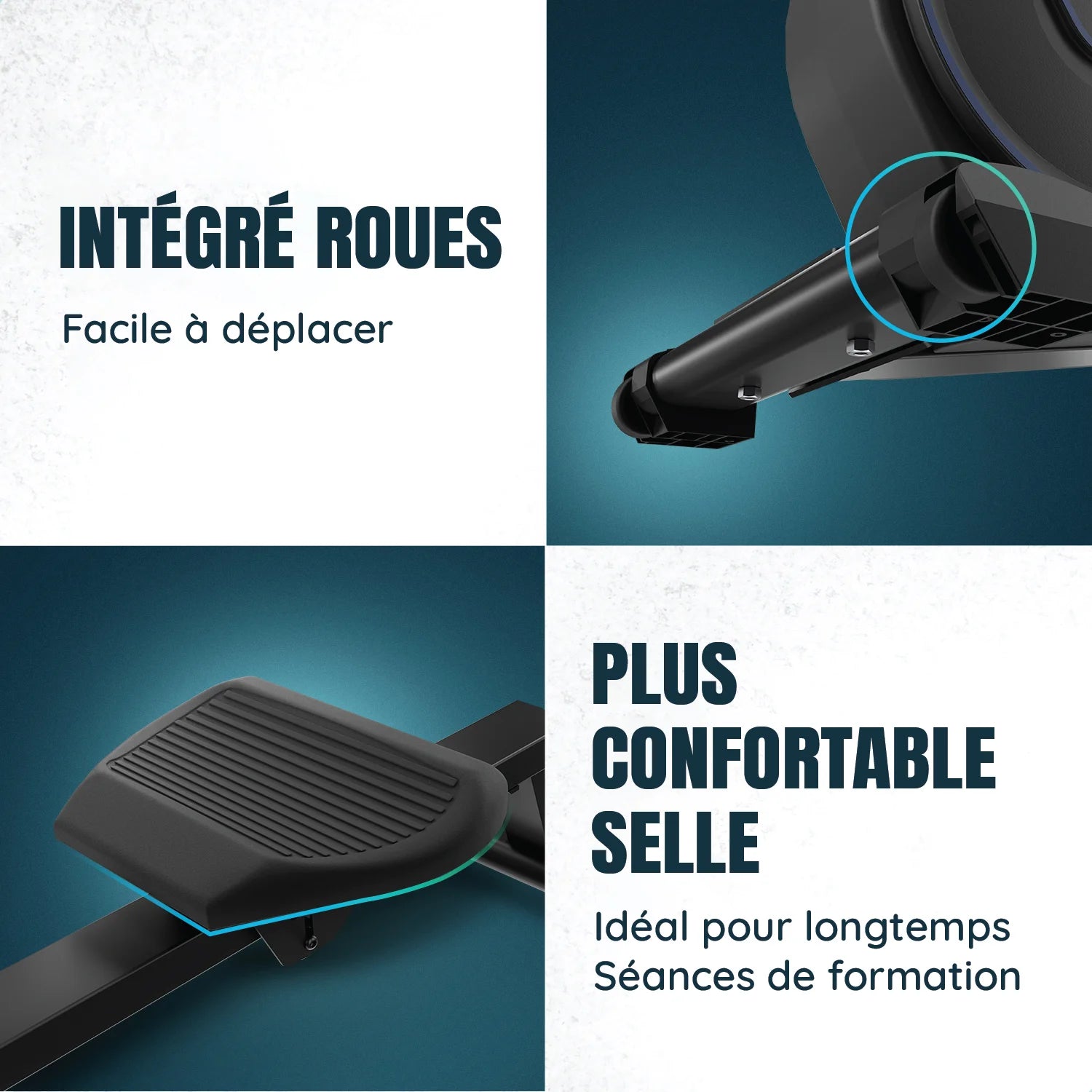 Rameur - 16 niveaux de résistance - Écran LCD