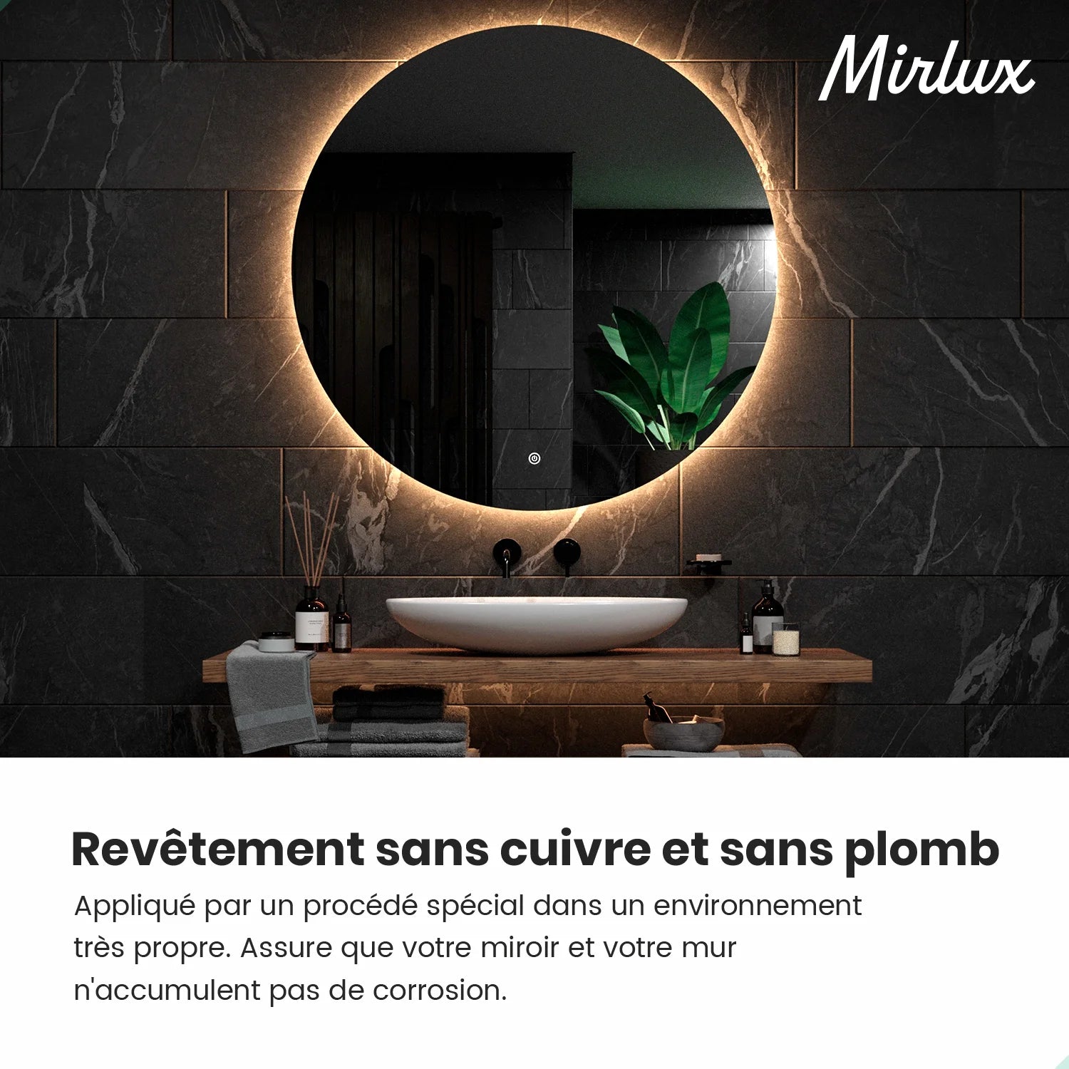 Miroir de salle de bains - 120 cm - Sans cadre