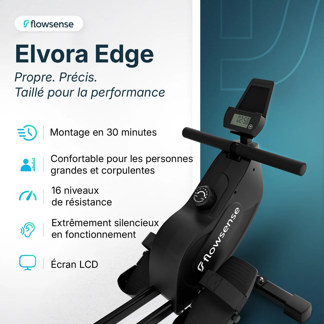 Rameur - Elvora Edge - Résistance magnétique