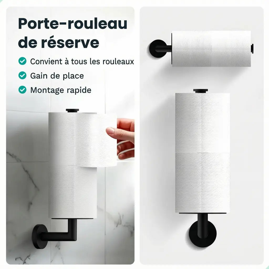 Ensemble d’accessoires de salle de bain – WC – Noir