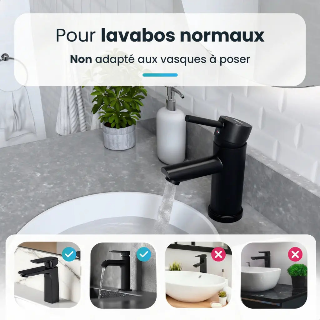 Mitigeur de lavabo – WC – Noir [ZOE]