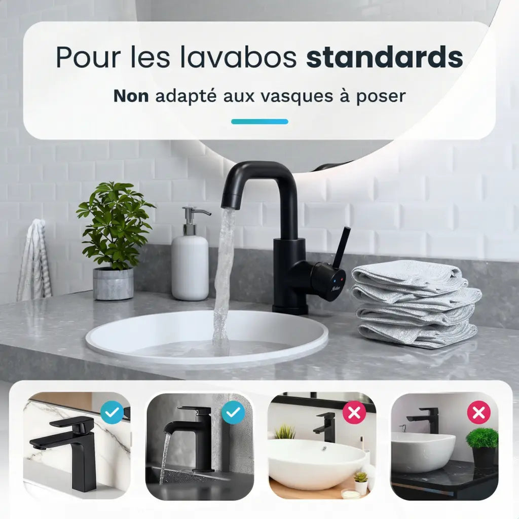 Mitigeur de lavabo – WC – Noir [KALLISTA]