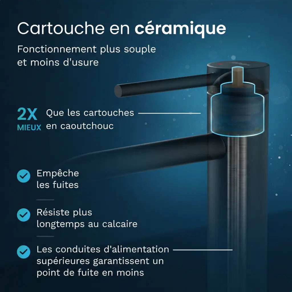 Mitigeur de lavabo – WC – Noir [ARIADNE]