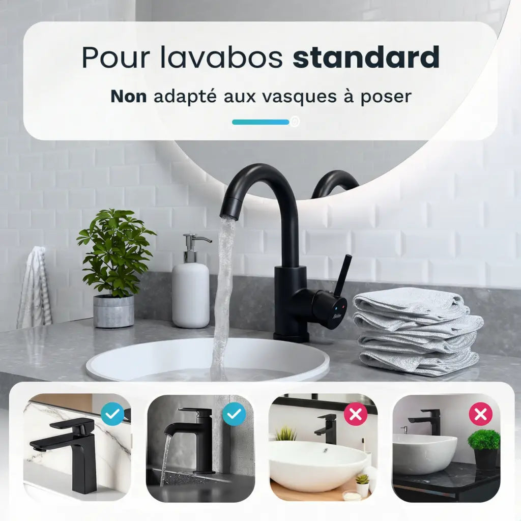 Mitigeur de lavabo – WC – Noir [THALIA]