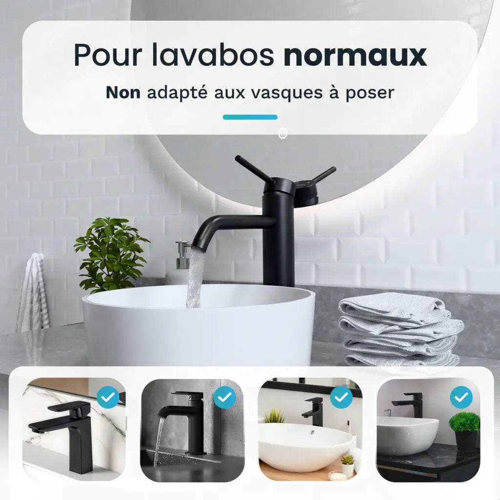 Mitigeur de lavabo – WC – Noir [ARIADNE]
